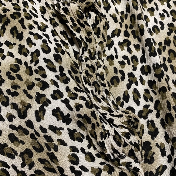 Umgee Leopard Shirt Dress Brown Raw Hem Button Front Short Sleeve Shift - Picture 7 of 11